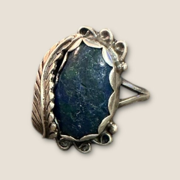 Native American Sterling Silver Ring With Lapis Lazuli Stone 4.75 - Picture 2 of 7